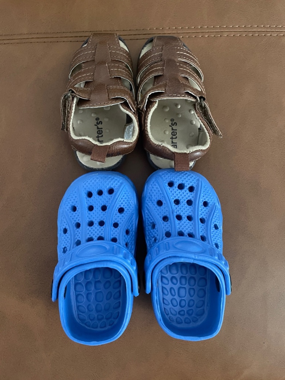 Carter's Brown Leather Sandals & Bright Blue Clogs Set